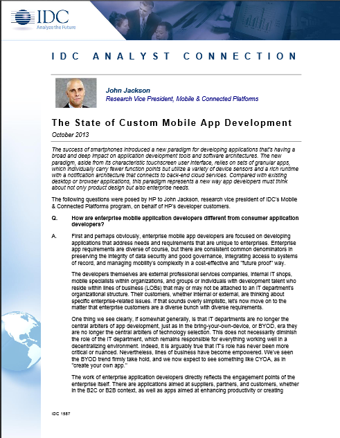 L’état de développement de l’application mobile personnalisée
