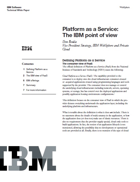 Plateforme sous forme de service : le point de vue d’IBM