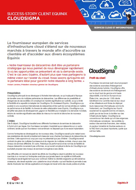 Success Story client Equinix : CloudSigma