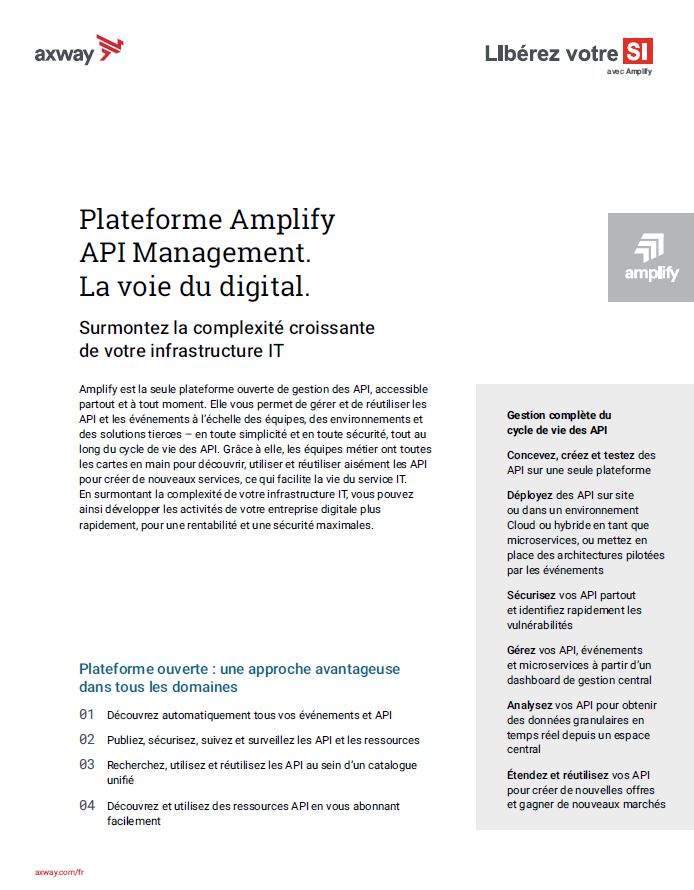 Plateforme Amplify API Management. La voie du digital.