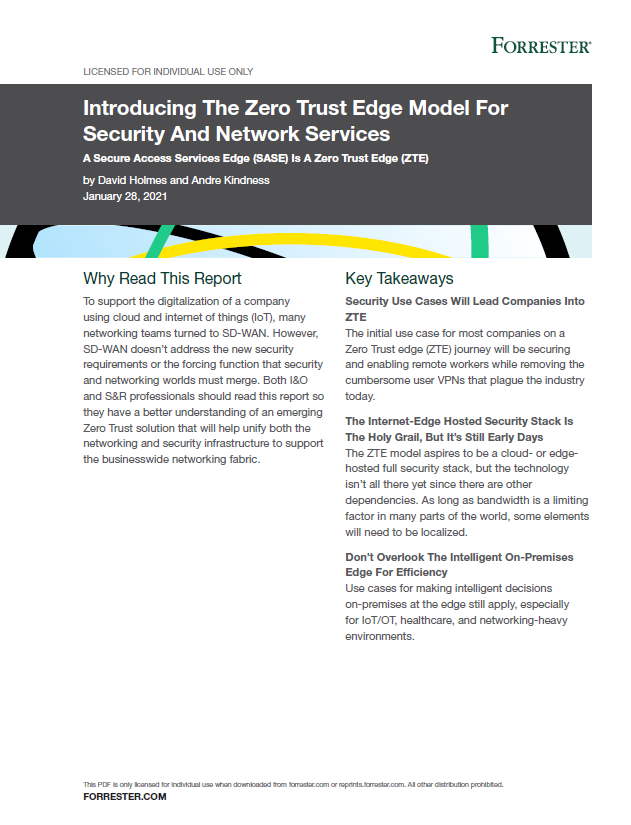 Rapport Forrester : présentation du modèle Zero Trust Edge pour les services de sécurité et de réseau