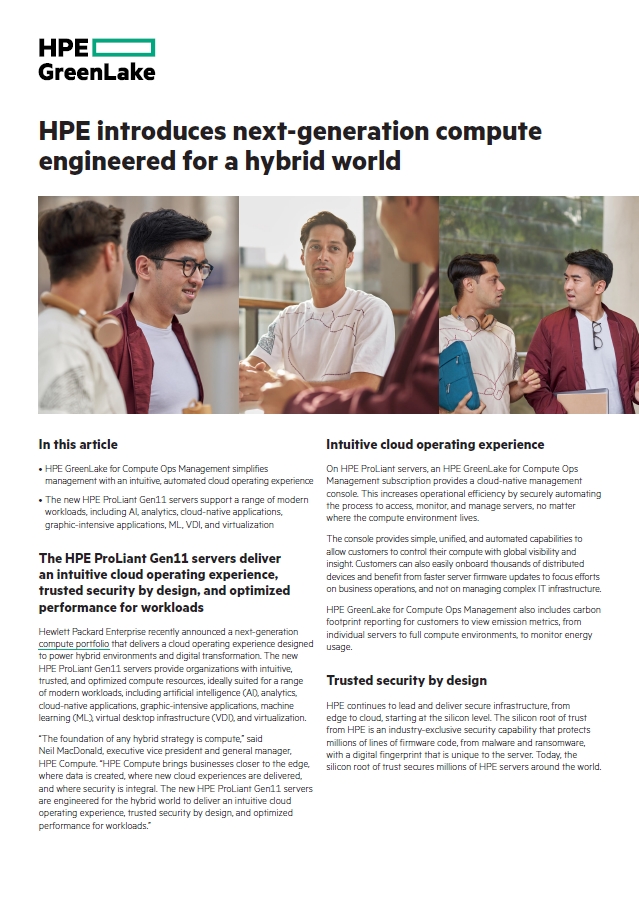 HPE introduces next-generation compute engineered for a hybrid world